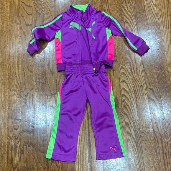 Puma Purple Tracksuit with Green and Pink Details - Picture 1 of 5